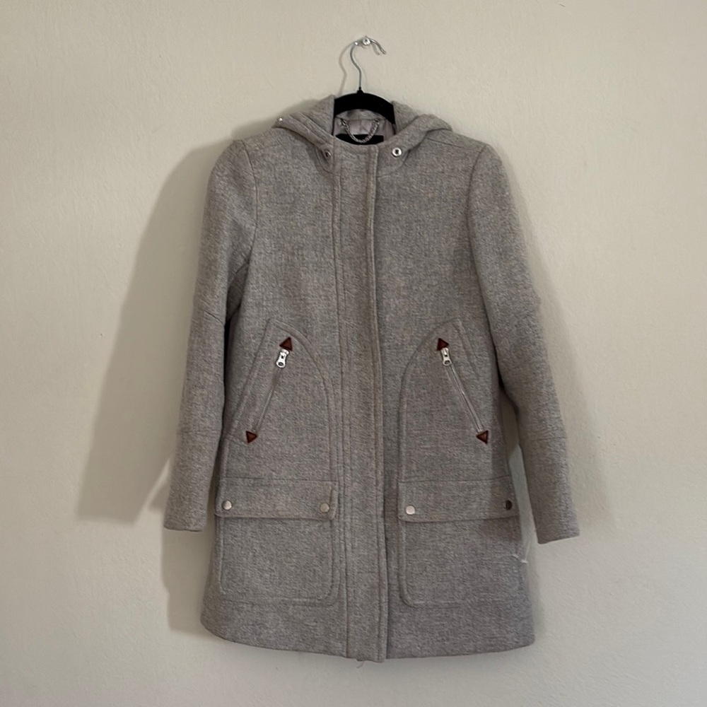 J. Crew Gray Trench Coat with Hood